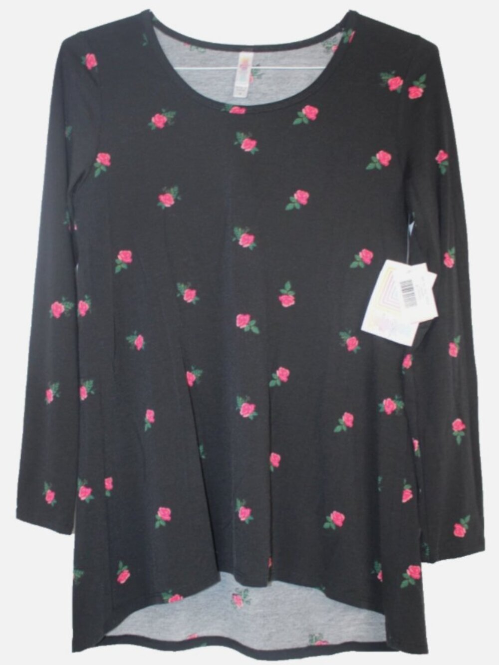 LuLaRoe LYNNAE Women's Shirt Top NWT Size M Medium Black Pink Roses Valentines